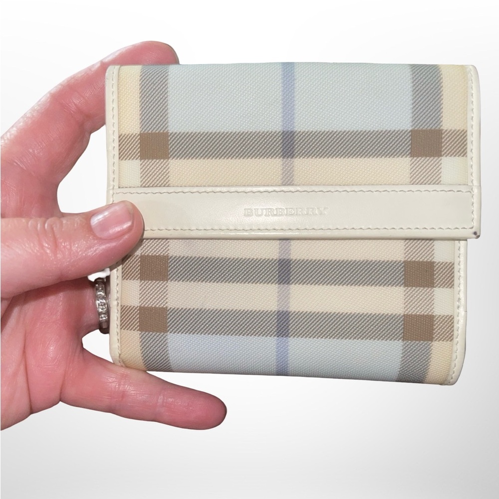 Burberry Beige Checkered PVC Bifold Women's Wallet
